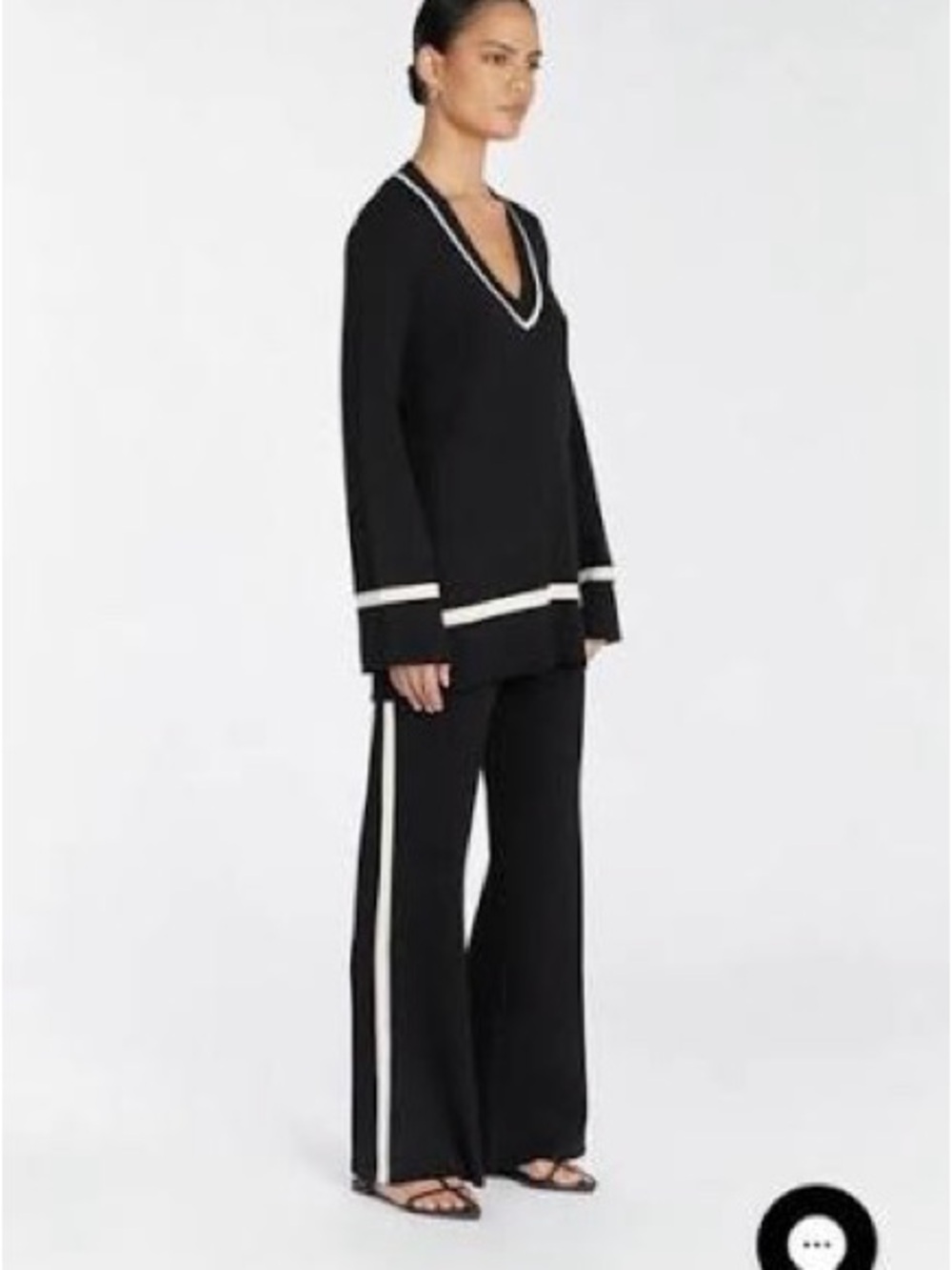 DISSH Black Knit pants with White Contrast Trim